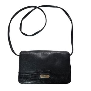 Vintage Katie Lee Elegant Black Leather Crossbody Bag